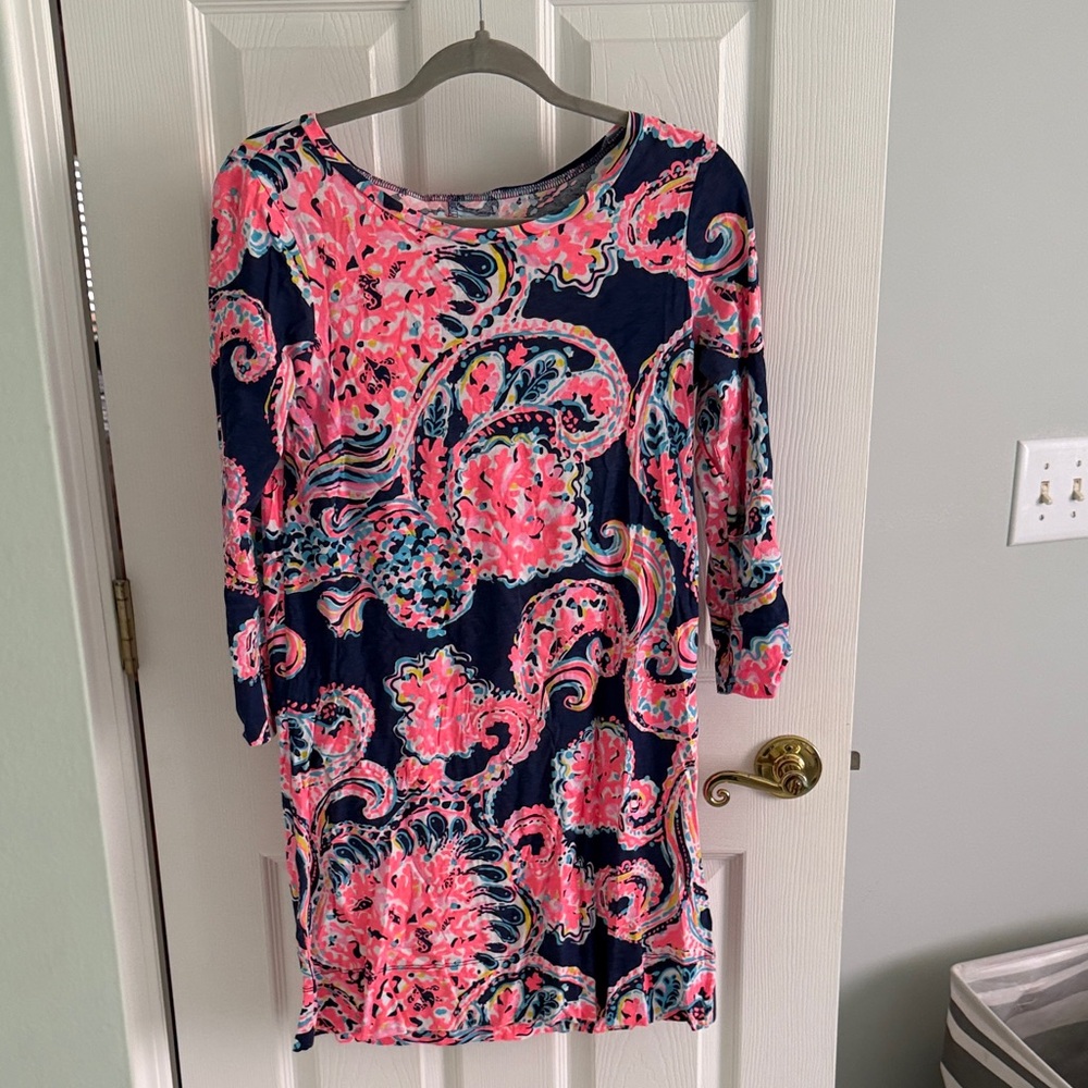 Lilly Pulitzer Navy, Pink & Teal Paisley Shift Dress